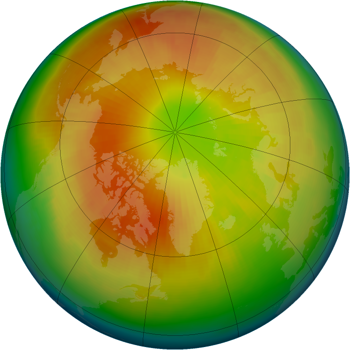 Arctic ozone map for March 2004